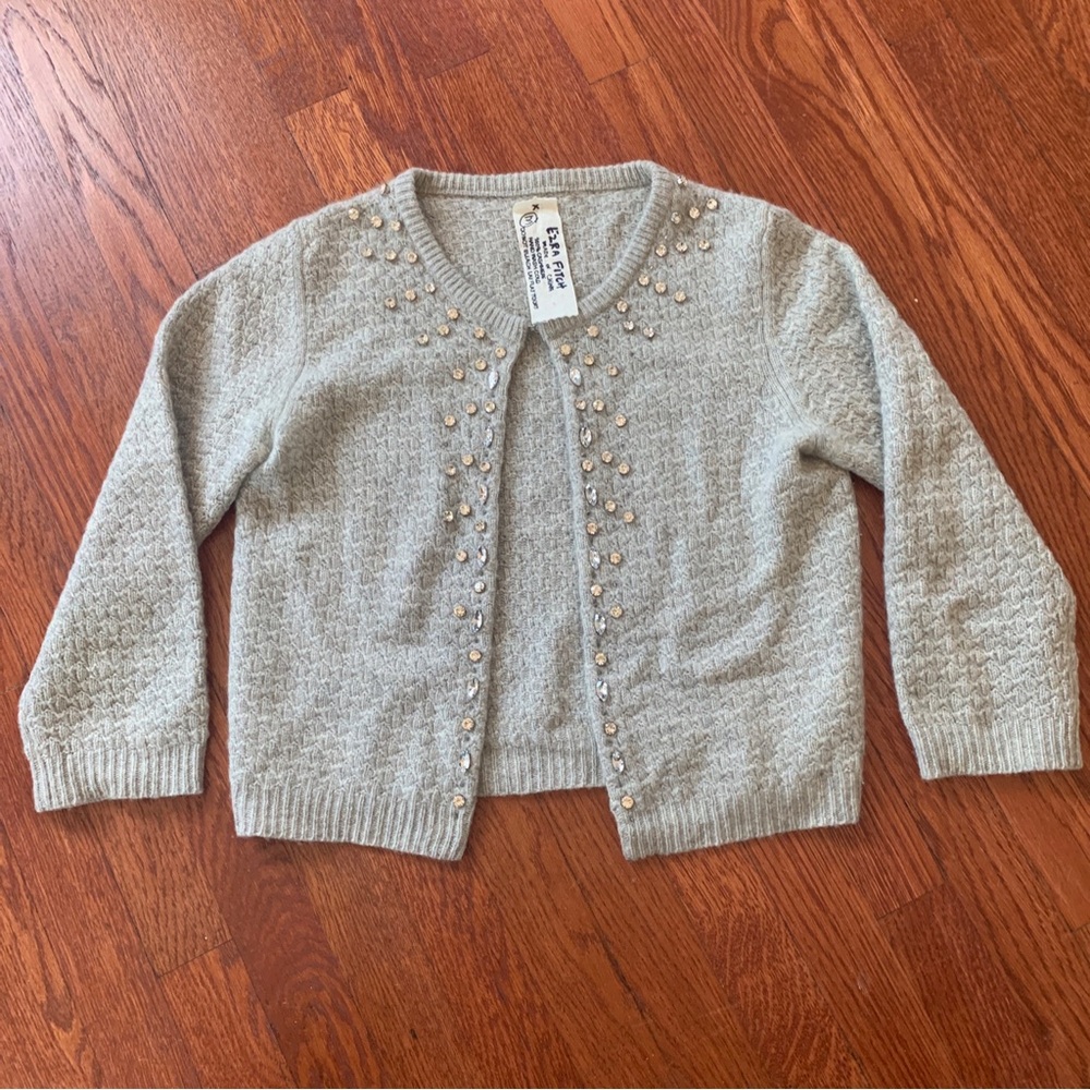 Abercrombie & Fitch Ezra Fitch Jeweled Cashmere Cardigan Size M in Grey